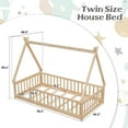 thumbnail image 6 of Twin Size House Floor Bed, Wood Montessori Bed Frame with Fence Guardrails, House Beds for Toddler Kids Girls Boys（Twin,Natural), 6 of 9