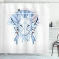 thumbnail image 1 of Ambesonne Kabuki Shower Curtain, Fox Kitsune, 69"Wx70"L, Pale Blue White Beige, 1 of 3