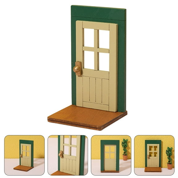 Worgeous Miniature House Door Wooden Multi Colored Dollhouse Accessory for Playing Size 3.5 x 2.5 Inches