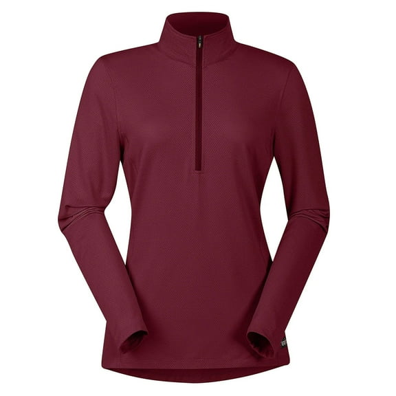 KERRITS Adult Female Ice Fil Lite Solid Long Sleeve Shirt, Color: Burgundy, Size: L