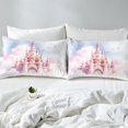 thumbnail image 4 of Erosebridal Princess Castle Sheet Set Queen, Light Pink Bedding Sets Queen Size, Cartoon Cloud Star Decor 4-Piece, 4 of 7