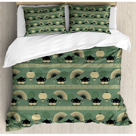 Tea Party Duvet Cover Set Chinese Culture Inspired Tea Time