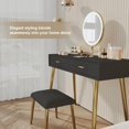 thumbnail image 4 of ENXING Makeup Vanity Set, Modern Vanity Desk with Mirror and Lights, Small Dressing Makeup Table and Chair with Leather Surface for Bedroom, 2 Drawers, Easy Assembly for Teen Girls Women, 4 of 7