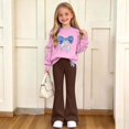 thumbnail image 4 of Iyufng Fall 2 Piece Sets for Girls, Bow Decor Top with Slightly Flared Pant Set, Girls Printed Tracksuits, Ages 5–15 Multiple Colors, 4 of 7