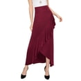 thumbnail image 3 of Made by Johnny Women's Wrapped High Low Ruffle Maxi Skirt XS WINE, 3 of 6