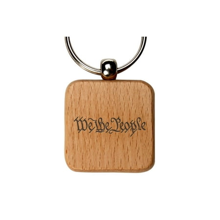 NDZ Square Wooden Key Chain We the People One Line
