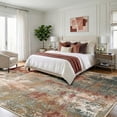 thumbnail image 2 of NewBuros Area Rugs 9'x12', Modern Abstract Non-Slip Washable Rugs for Living Room, Soft Low Pile Stain Resistant Indoor Carpet for Bedroom Dining Room Playroom, Red Brown, 2 of 11