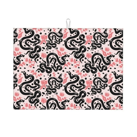 

Cauagu Dish Drying Mat 24*18 inch Absorbent Dish Drainer Kitchen Counter Dish Drying Pad for Countertops Sinks Draining Racks( Black Snake)