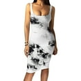 thumbnail image 4 of Black and Friday Deals 50% Off Clear! asdoklhq Womens Plus Size Clearance Dresses,Women's Gradient Print Sleeveless Tight O-Neck Short Dress Summer Dresses, 4 of 9