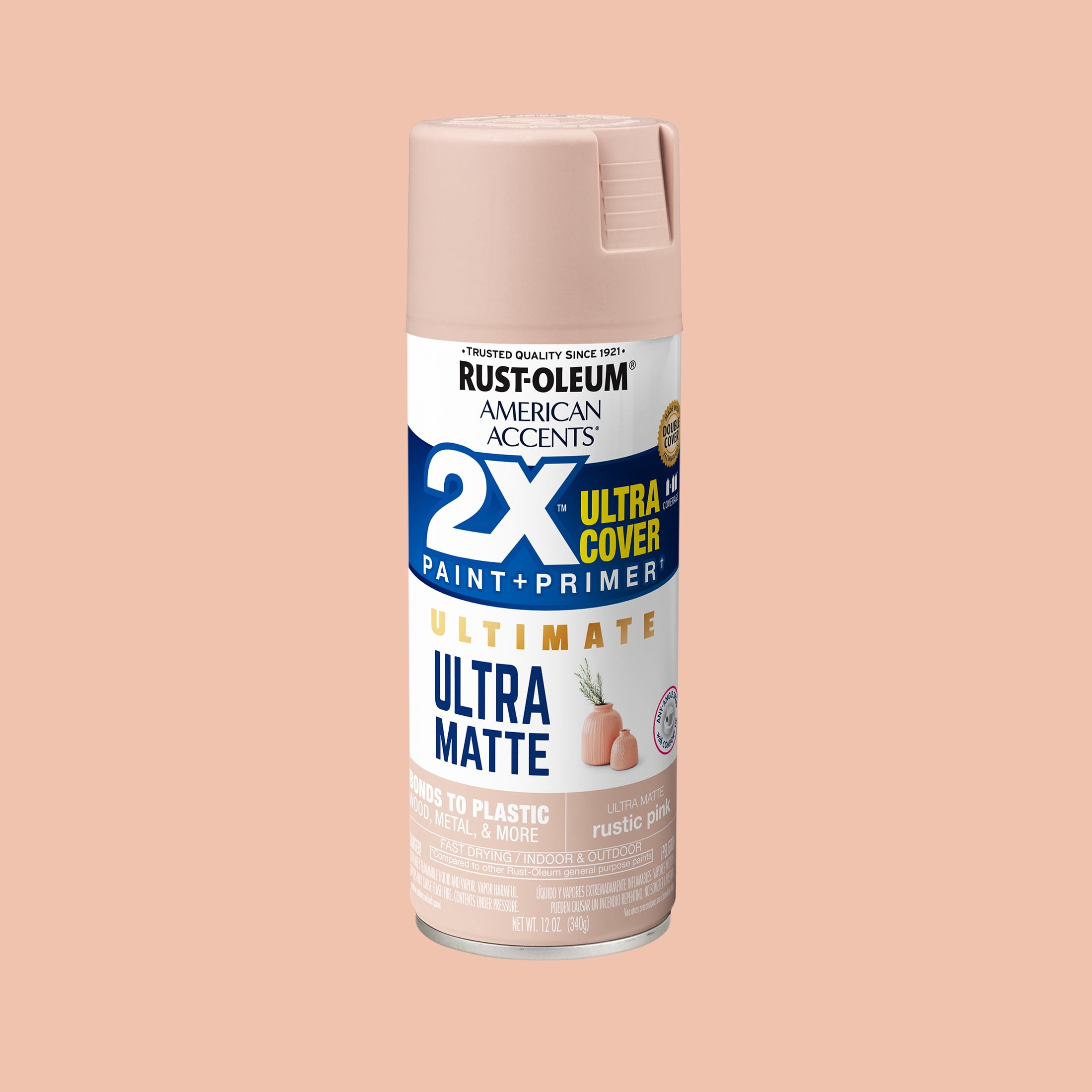 (6 pack) Rustic Pink, Rust-Oleum American Accents 2X Ultra Cover Ultra Matte Spray Paint-352597, 12 oz