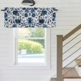 thumbnail image 5 of Dark Blue Floral Window Valance for Kitchen, Vintage Flower Leaf Blossom Nostalgia Texture Rod Pocket Short Curtain for Small Windows, Light Filtering Decorative Valance, 60 x 14 Inch, 1 Panel, 5 of 9