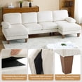 thumbnail image 5 of Ktaxon U-Shaped Sectional Sofa, 111"  Corduroy Couch, 4 Seat Lounge Sleeper with Double Chaise for Living Room Off White, 5 of 9