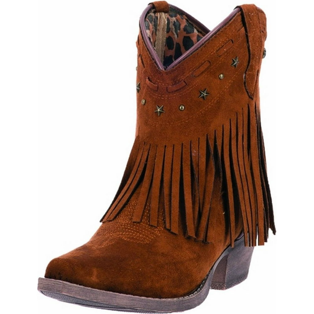 Dingo Dingo Western Boots Womens 7" Cowboy Metal Star Rust Fringe
