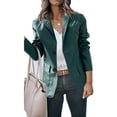 thumbnail image 4 of Chaqueta De Mujer Con Cuello Vuelto, Chaqueta De Mujer De Botonadura única Versátil A Juego Para Trabajar Para Ir De Compras ANGGREK verde oscuro L, 4 of 6