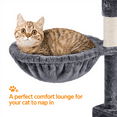 thumbnail image 4 of Alden Design 76.5" H Large Cat Tree Tower with 3 Condos Cozy Perches Dangling Ball, Dark Gray, 4 of 10