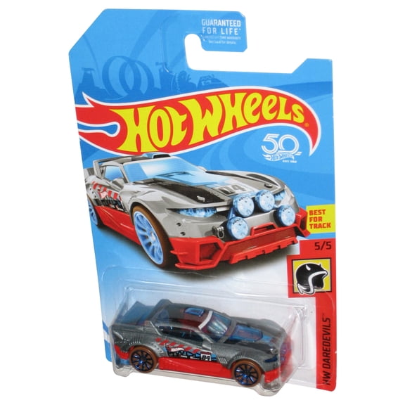 Hot Wheels HW Daredevils 5/5 (2017) Gray & Red Rally Cat Toy Car