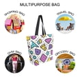 thumbnail image 7 of FORMRS Womens Canvas Tote Bag with Zipper Inner Pocket Shoulder Handbag, Purple Retro Pattern, 7 of 7