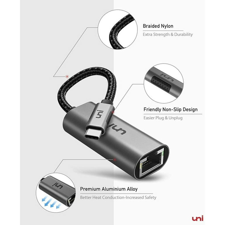 uni Adaptador USB C a Ethernet con puerto de carga de 100 W, RJ45 a