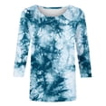 thumbnail image 4 of BLTIBY Womens 3/4 Sleeve Shirts Fall Spring Printed Round Neck Top Fashion Comfortable Loose Pullover Blouse Light Blue L, 4 of 5