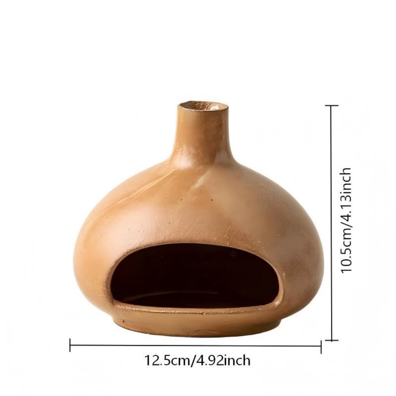Minimalist Terracotta Dome Palo Santo Holder - Ceramic Incense Burner with Ash Catcher, Earthy Hut Design Palo Santo Holder Stick Holder for Smudging, Meditation, Yoga & Boho Home Decor-Black