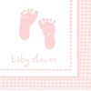 Club Pack of 384 Pink and White Plaid "baby shower" 2-Ply Beverage Party Napkins 5"