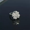 thumbnail image 6 of Elegant Crystal Rotating Clover Leaf Statement Ring for Women Stainless Steel Fashion Adjustable Love Hearted Flower Open Wrap Finger Rings Comfort Fit Lucky Anniversary Jewelry, 6 of 12
