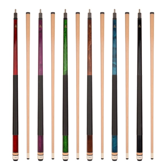 ASKA L2 Ensemble de 6 Indices de Billard, 58 Pouces Érable Canadien, Poids Mixtes (18-21 oz), Pointe Rigide 13 mm
