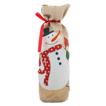 

Christmas decorations Christmas Burlap Embroidery Bottle Sleeve Decorative Christmas Bottle Bag fall decorations for home