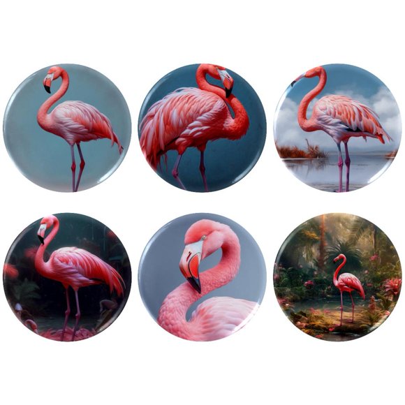 Flamingo Badges with Pins for Backpacks Parties Ties Hats Corporate Events Personalized Custom Photo Text Logo Button