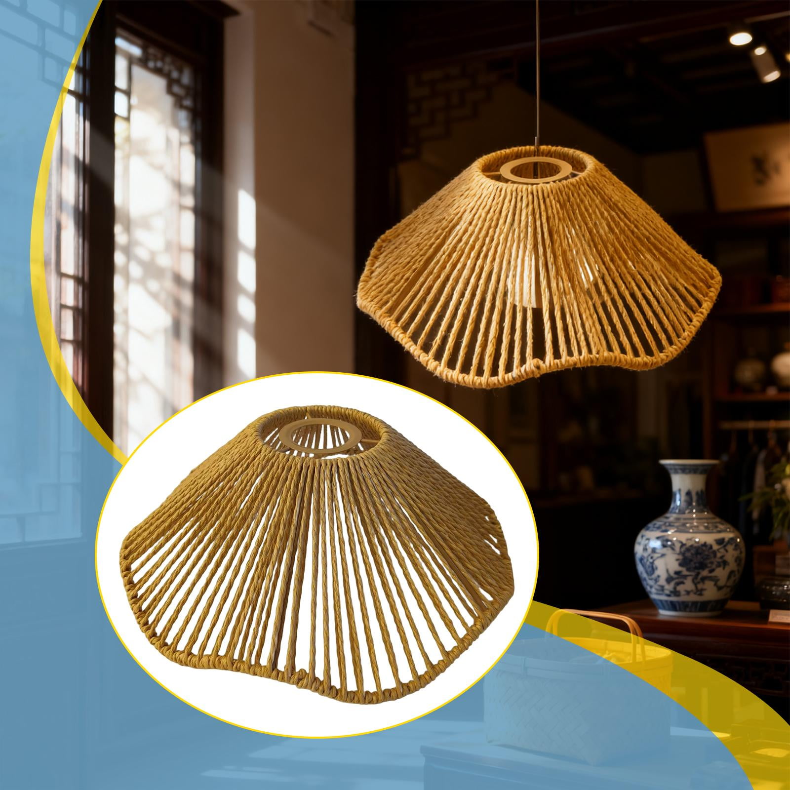 Lampshade Rope Woven Lamp Shade Cover Iron Material Unique Design for Bedroom Restaurant Hallway