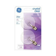 GE Crystal Clear Incandescent Globe Light Bulbs, 25 Watt, G16.5 Globe Lights, 2pk