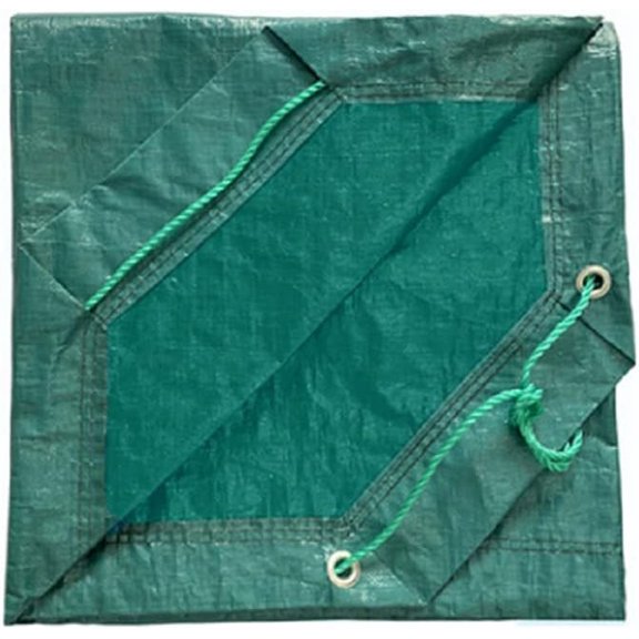 9' x 9' Green Leaf Grass & Yard Tarp w Pull String - 2 Pack