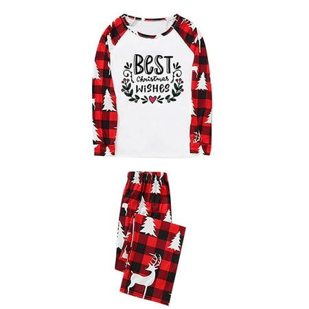 

CAICJ98 Christmas Gifts For Mom Christmas Pajamas for Family Red Plaid Elk Xmas Pjs Matching Family Sleepwear Sets Comfy Soft Nightwear