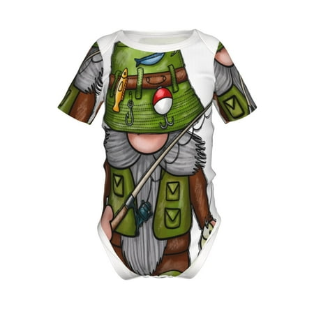 

Yiaed Fishing Gnome Print Infant Climbing Short Sleeve Onesie One-Piece Baby Bodysuit Clothes 0-12 Months -18 Months