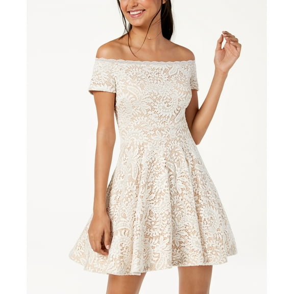 B Darlin Juniors Off The Shoulder Lace Fit And Flare Dress Size 11