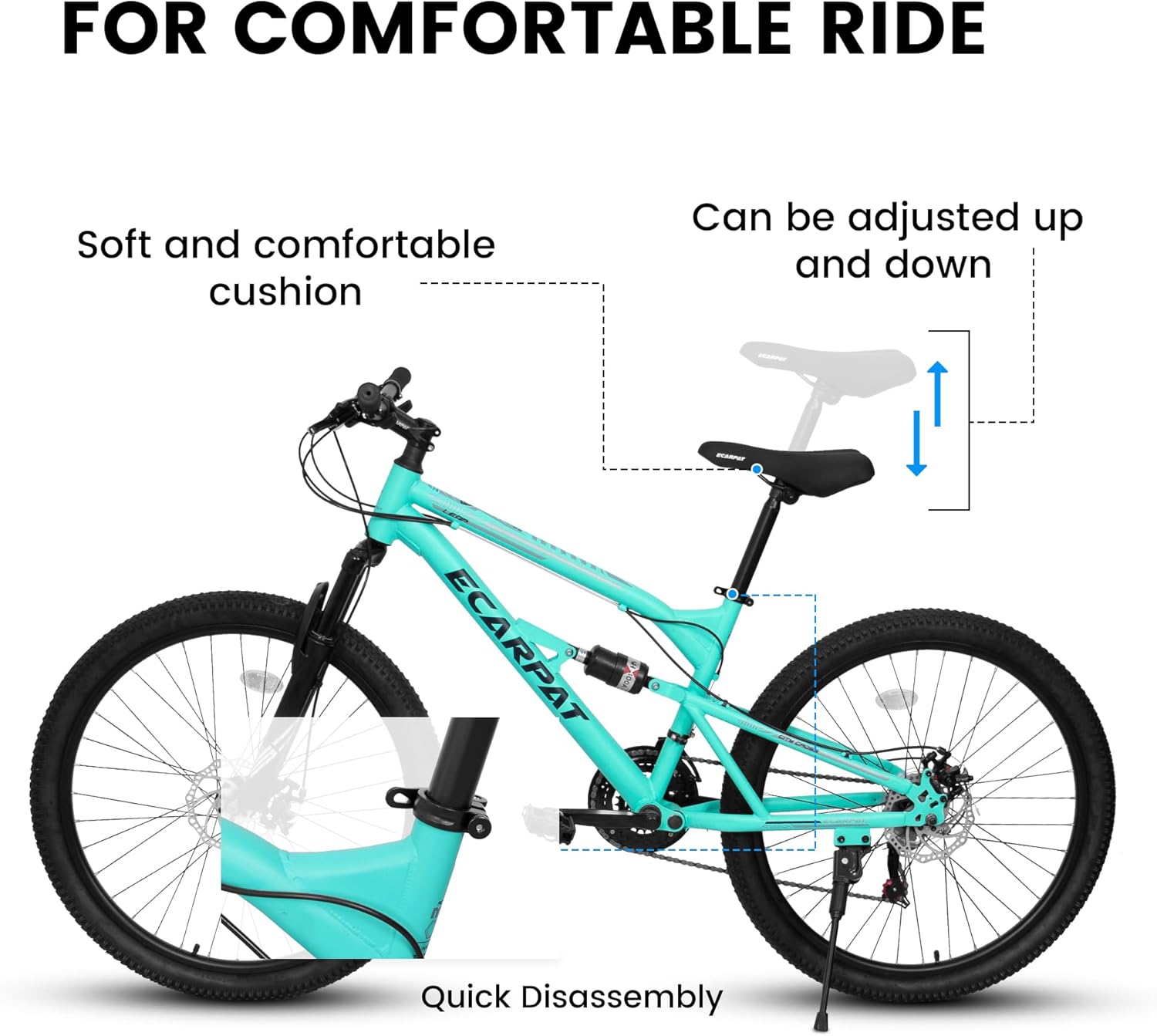Ambifirner Mountain Bike,26 inch Outdoor Cycling Bike,21-Speed/Dual Full Suspension, Adjustable Ergonomic Seat for Men Women Adult, MTB Bicycle for Adults School Work Summer Camping
