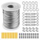 thumbnail image 1 of Kit de suspensión de luces de cadena, cable de acero inoxidable revestido de 20 m para decoraciones de patio y jardín, resistente con tensores ajustables, fácil instalación Kit de suspensión de luces, 1 of 5