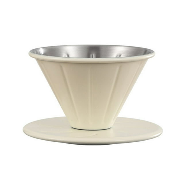 Visland Coffee Filter Cone Stainless Steel Hand Drip Pour Over Coffee Funnel with Spiral Ribs Dishwasher Safe V-Shaped Coffee Filter for Most Coffee Makers Camping Home Brewing