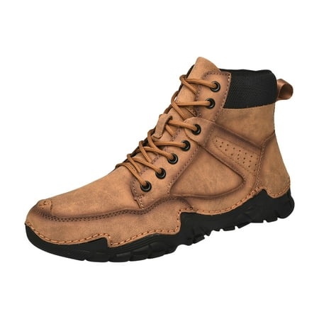 

Hueook Mens Dress Shoes Casual High-Top Leather Shoes Warm Short Boots Trendy Shoes Sneakers for Men