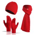 thumbnail image 1 of Gorro de punto cálido de invierno para mujer Guantes de pantalla táctil Conjunto de bufanda larga Gorro de calavera con forro de lana Bufanda de cuello para mujer para hombre, 1 of 5