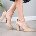 thumbnail image 4 of Sina - Tacones altos con tiras cruzadas altos con tiras cruzadas cruzados de ante beige beige 24.5 CM, 4 of 5