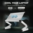 thumbnail image 2 of WorkEZ Cool Adjustable Laptop Cooling Stand with Dual Fans, 3 USB Ports & Mouse Pad – Portable Aluminum Laptop Desk for Bed, Couch, or Standing Workstation (Silver), 2 of 8