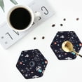 thumbnail image 4 of Honeii Galaxy2 print Leather Coaster Set of 4, ideal for safeguarding your furniture from drinks spills and effortless cleanup-Hexagon, 4 of 6