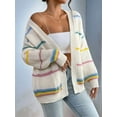 thumbnail image 6 of Women'S Open Front Colorful Striped Drop Shoulder Oversized Cardigan Sweater  M, 6 of 8