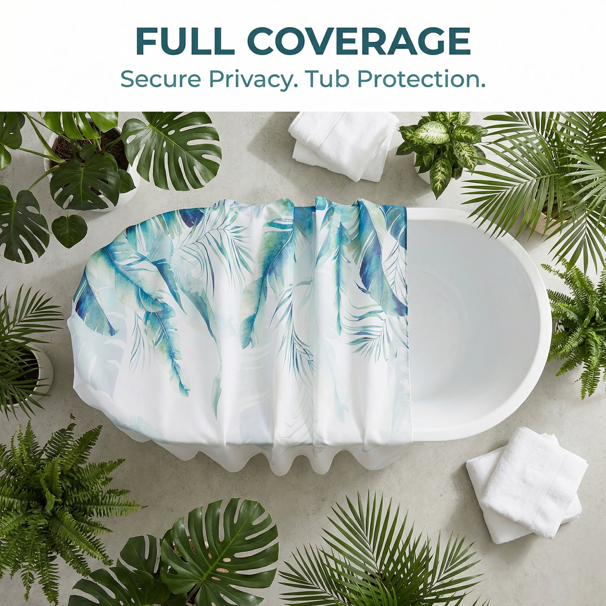 Unique Bargains Waterproof Leaf Shower Curtain Sets Hooks Green Pattern 2 71"W x 71"L