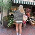 thumbnail image 4 of Women Oversized Mockneck Sweatshirt Striped Mock Neck Long Sleeve Pullover Shirt Fall Winter Lounge Tops S, 4 of 5