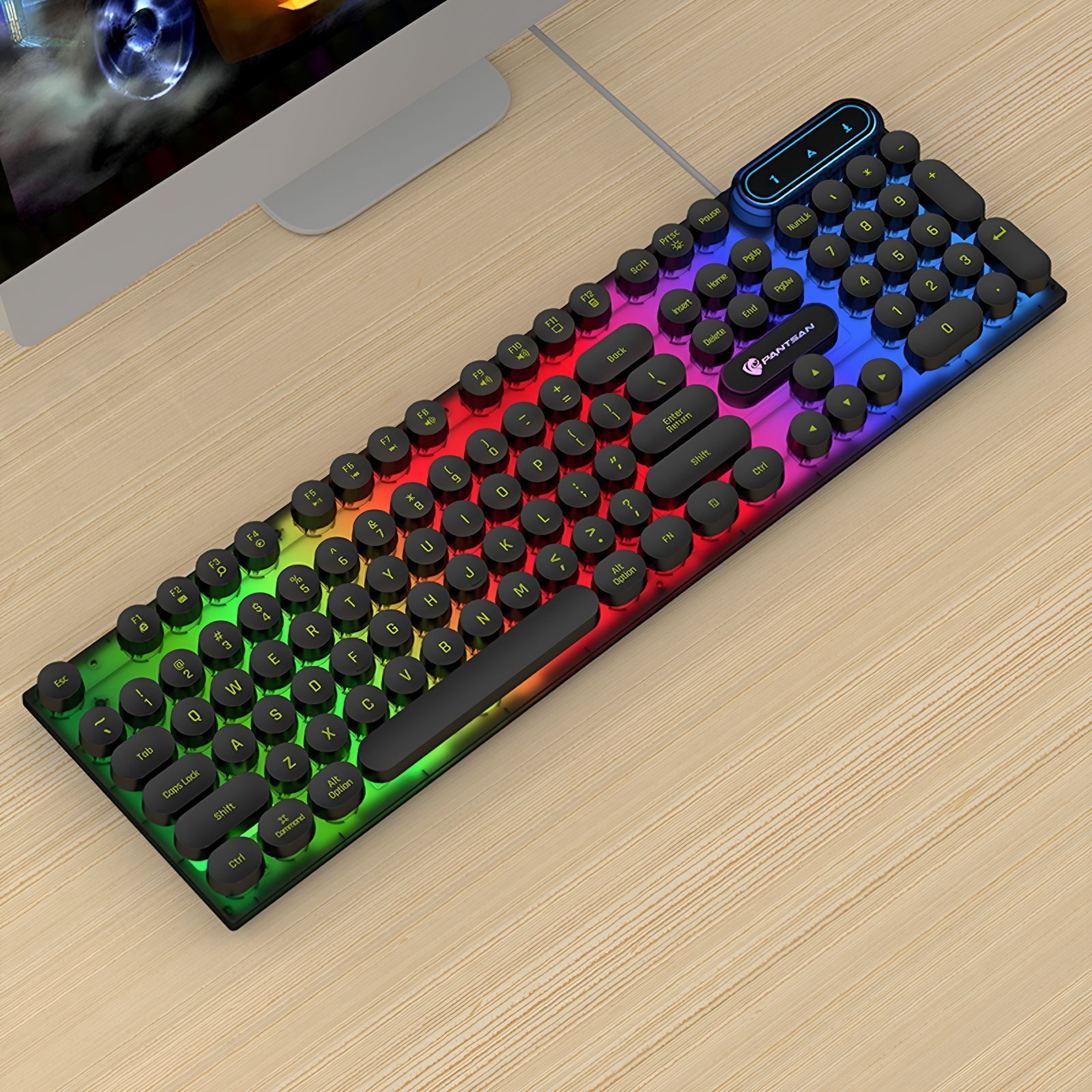 GJX 2026 New 104 Key Rgb Backlit Floating Key Mechanical Feel Desktop Computer Notebook Gaming Keyboard for Pc,Laptop,Office,Home,Gaming