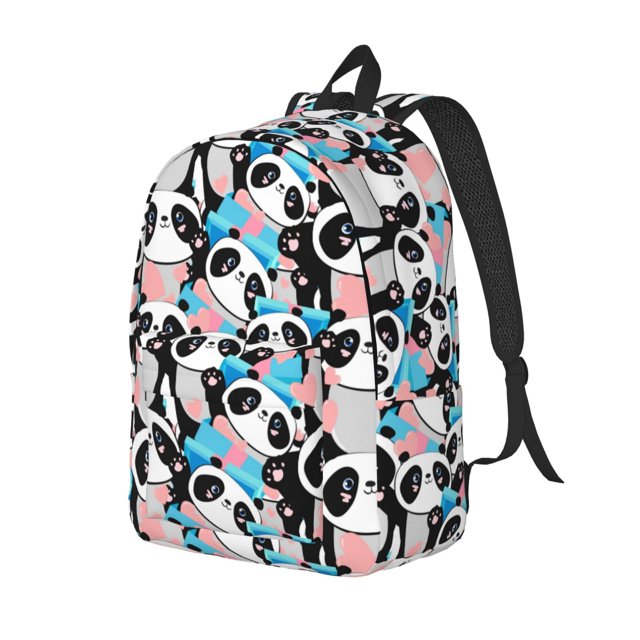 Fotbe Panda Cute Hearts Mochila de Lona con Estampado, Mochila Duradera, Mochila Versátil de Alta Calidad, Mochila Compacta Vintage-Medium