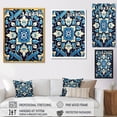 thumbnail image 4 of Designart "Blue and White Floral Motif Abstract" Abstract Framed Wall Art - Modern White Abstract Tile Bedroom Framed Canvas Wall Art, 4 of 6