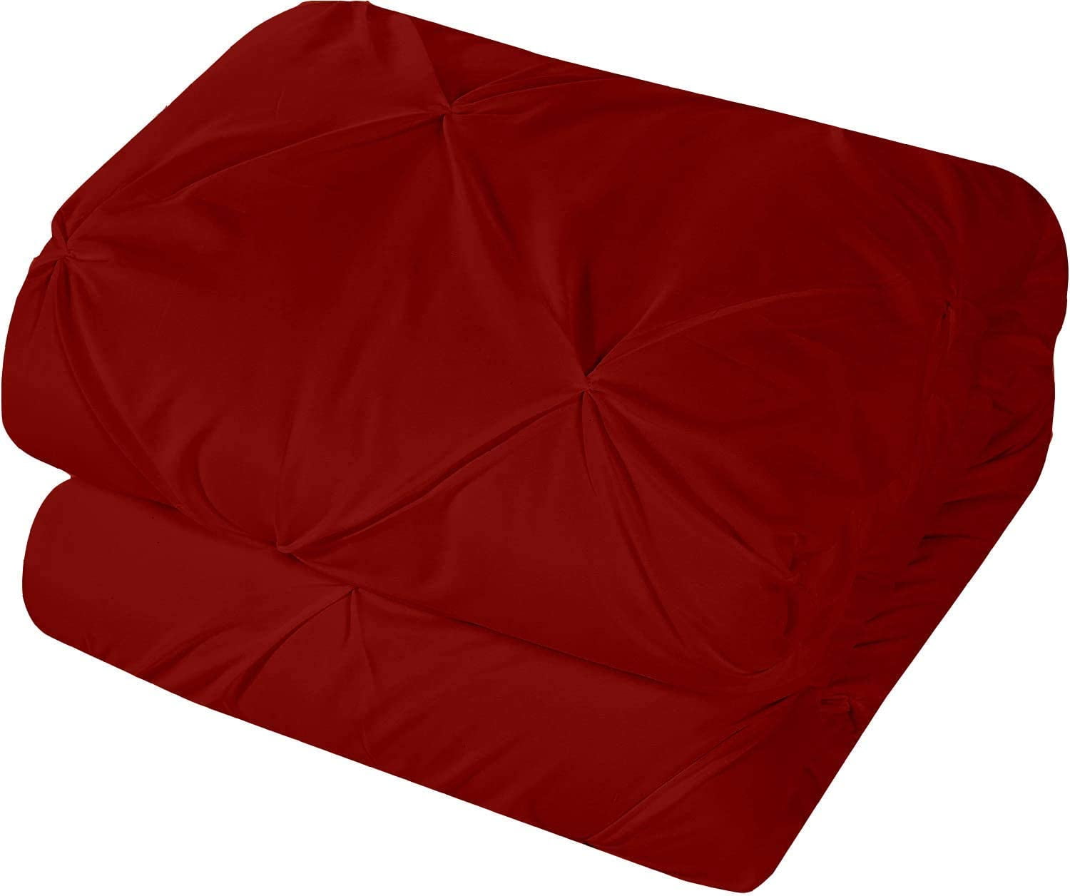 5 Piece Pinch Pleated Pintuck Duvet Cover Set With Zipper Closure , 100% Egyptian Cotton, 400 Thread Count, Extra Smooth and Luxirous, Burgundy Solid, Oversize.